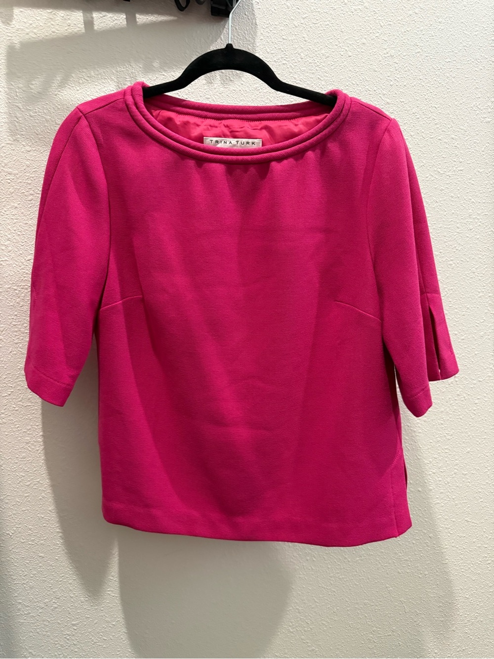 Trina Turk Hot Pink Short Sleeve Boatneck Top